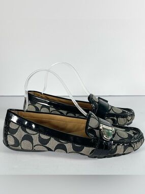 Coach Pauleen Signature Driving Loafers Flats Women’s 8.5B Black Patent